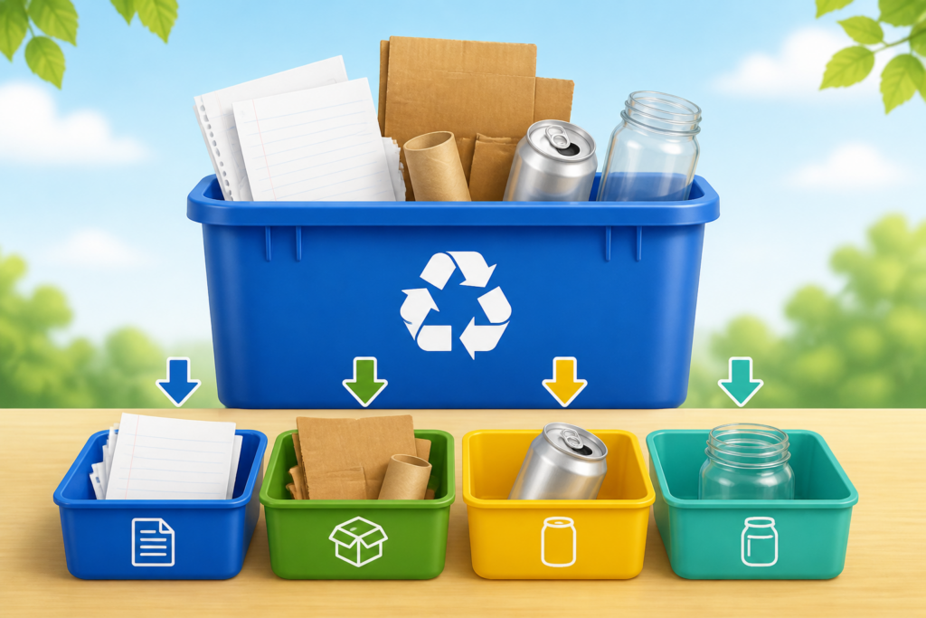 What is recycling? Clean materials sorted for recycling