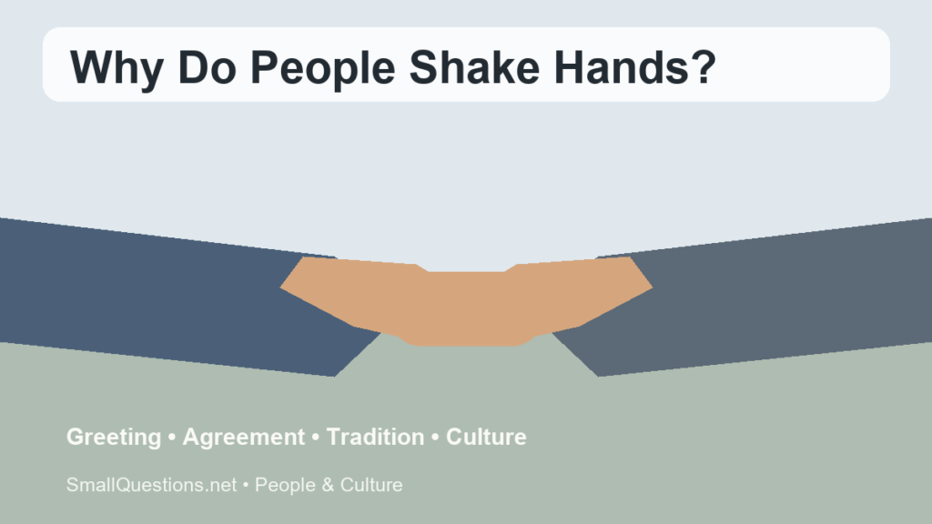 Why do people shake hands? Two people greeting with a handshake